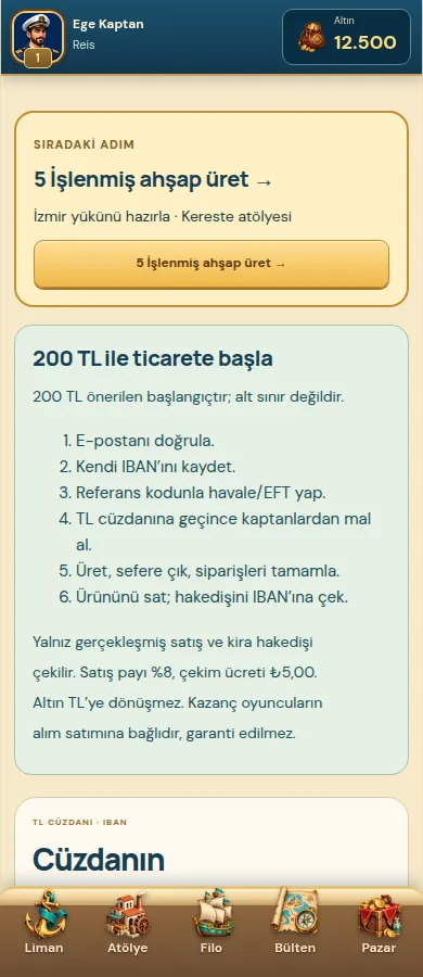 TL cüzdanı: 0.23 oyun ekranı