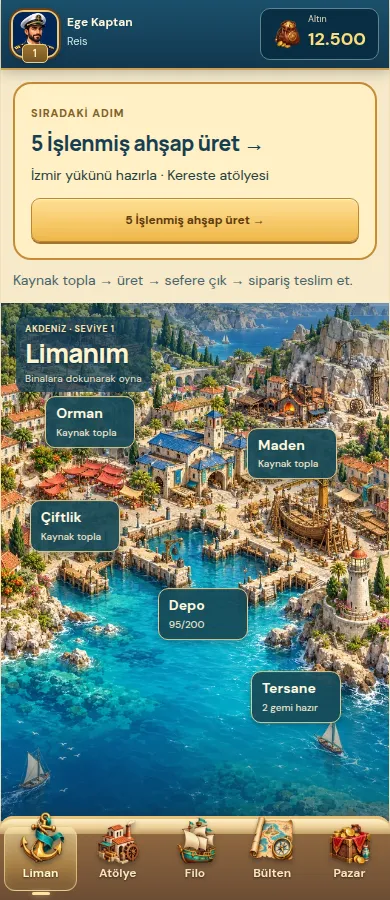 Liman ve binalar: 0.23 oyun ekranı